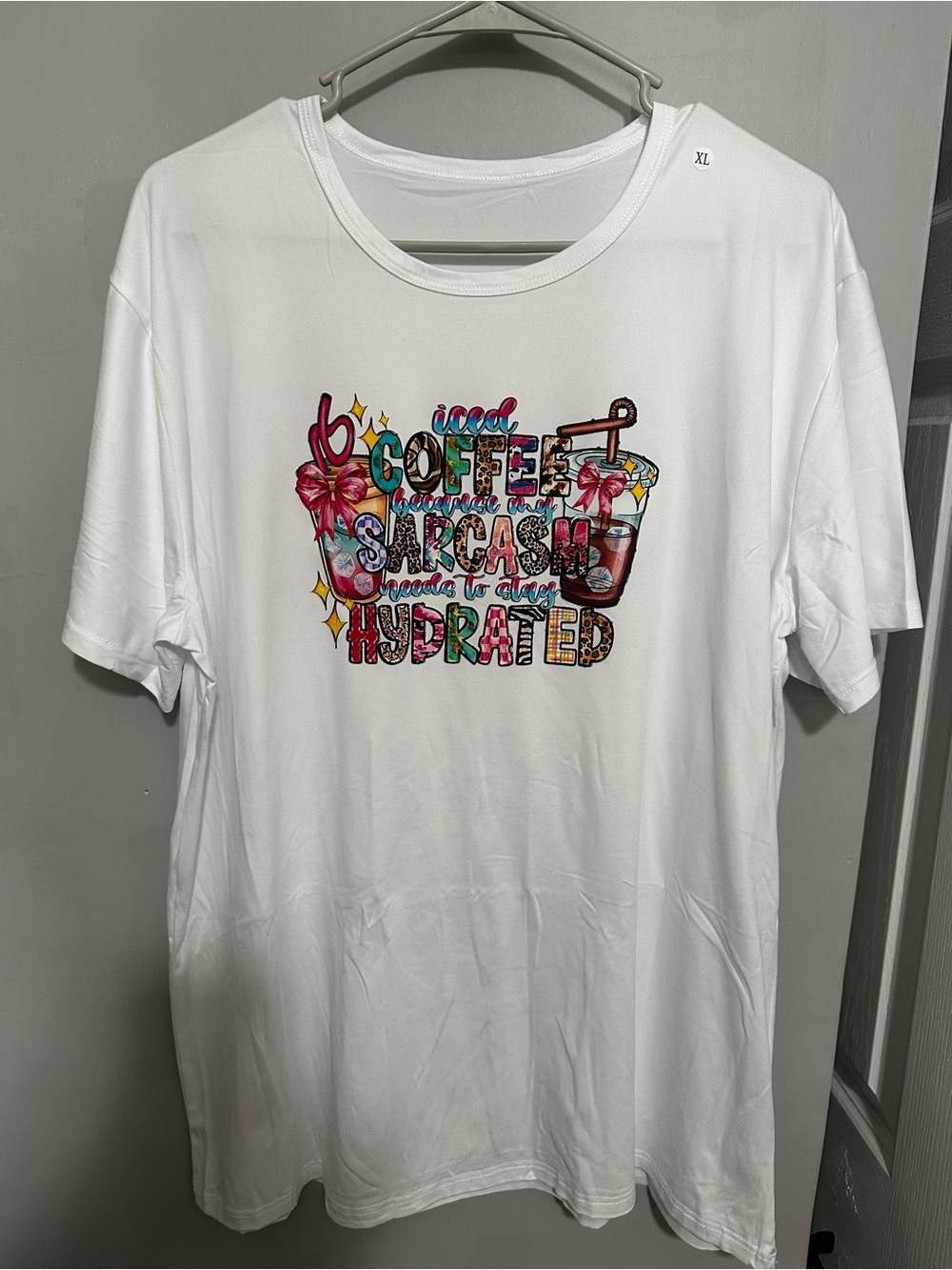 White Graphic Tee "Coffee Sarcasm Hydrated"